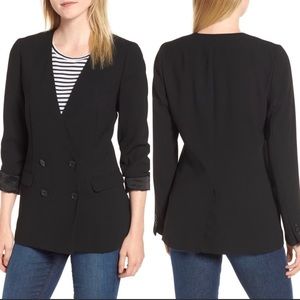 J Crew French Girl Crepe blazer jacket black sz 0 XS new